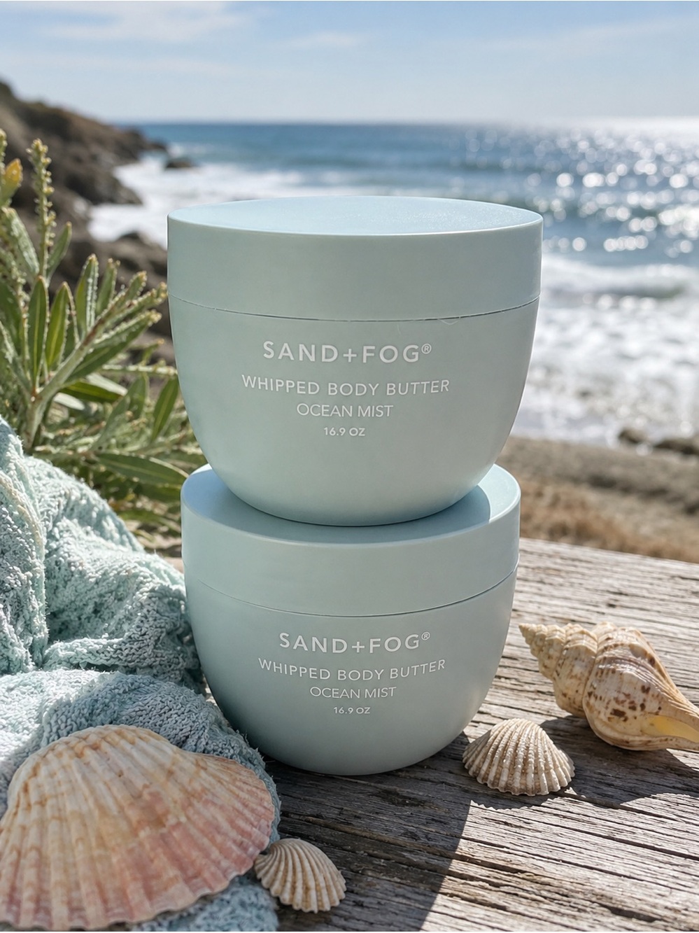 2 JUMBO XL Sand+Fog OCEAN MIST Whipped Body Butter 16.9 oz EACH! DOUBLE AMOUNT!!